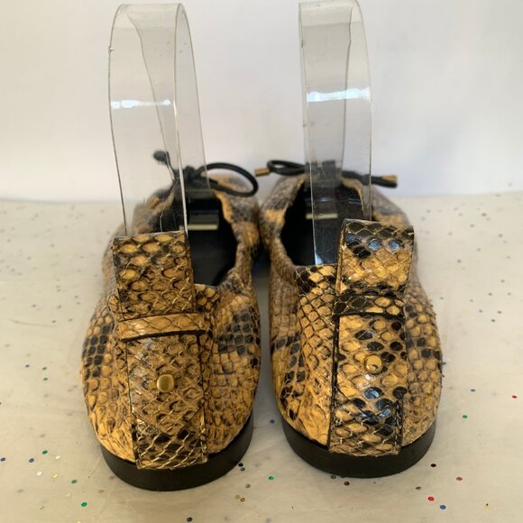 Frame Le Sunset Ballet Flats Python Multi Print Brwn/Blk Lambskin 39.5 Quiet Lux - Picture 10 of 16
